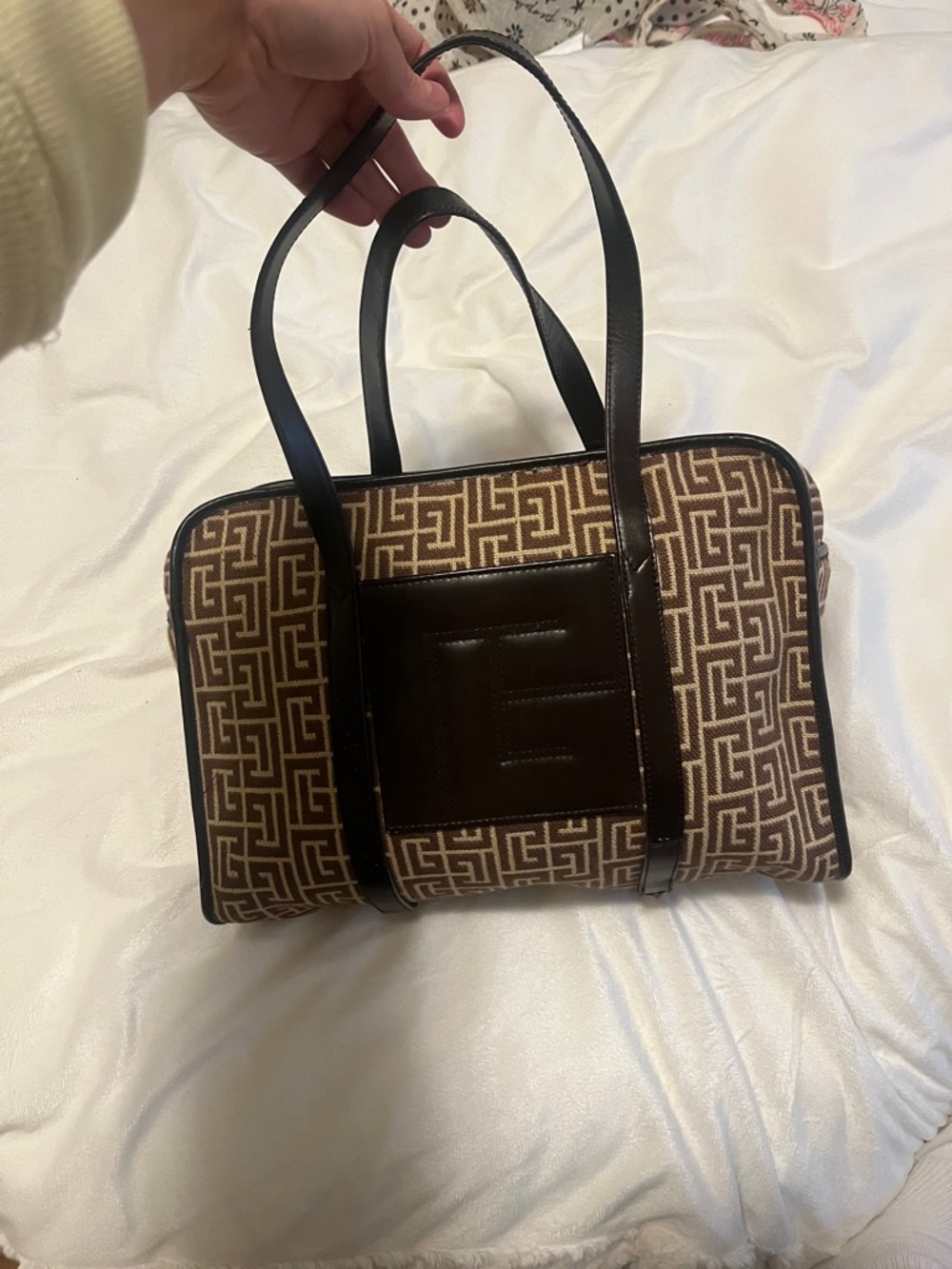 Pierre Balmain Brown and Tan Monogram Tote